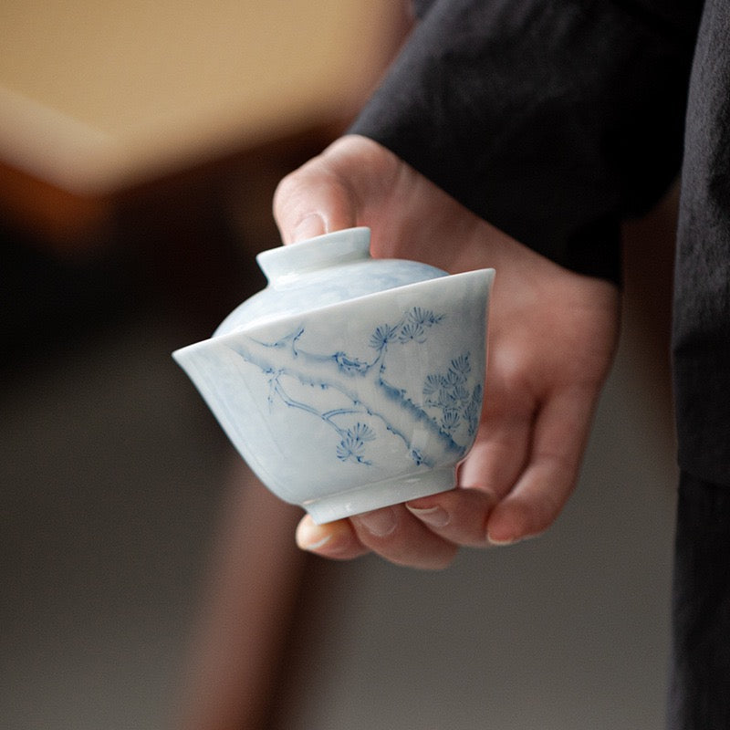 Under-glazed colourful hand-painted pine tea set