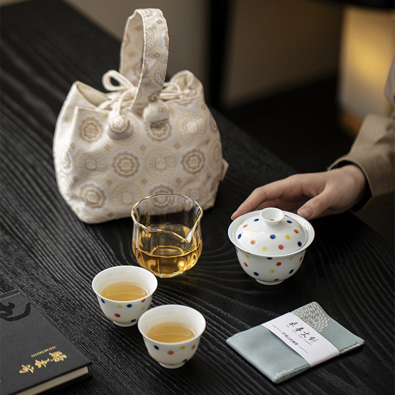 Dot Painted Gaiwan Tea Set