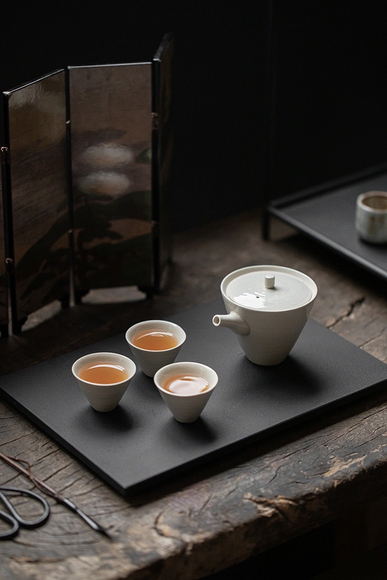 Grass and wood gray, Three cups of tea set, kung fu tea set gift box