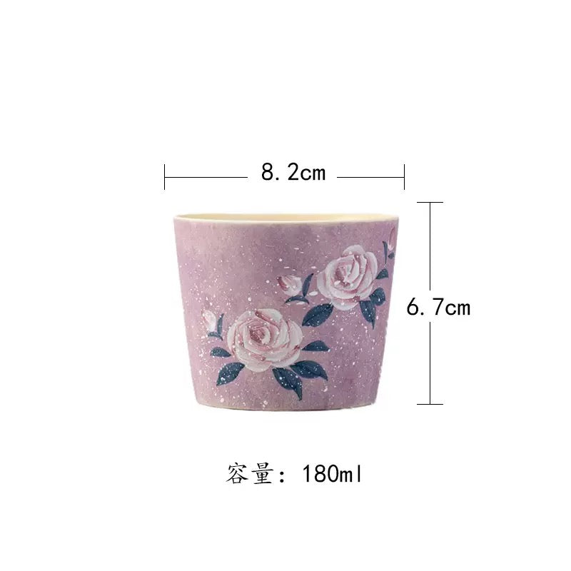 Pure hand-painted Monet rose cup 180ml