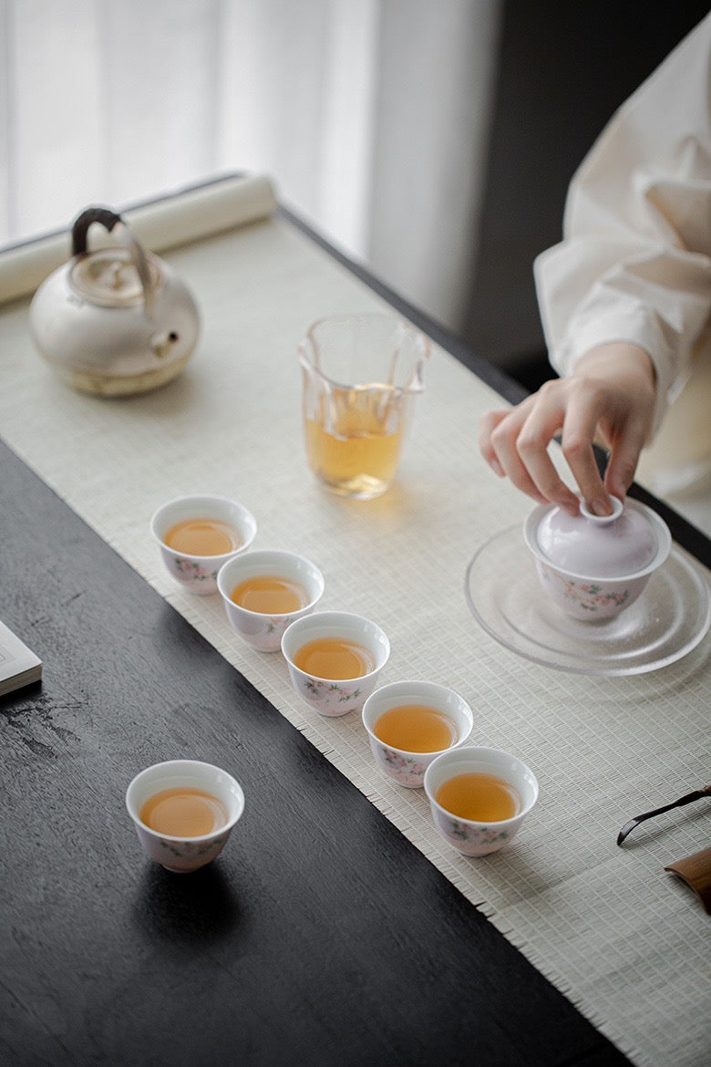 Cherry Tea Set with tea soup