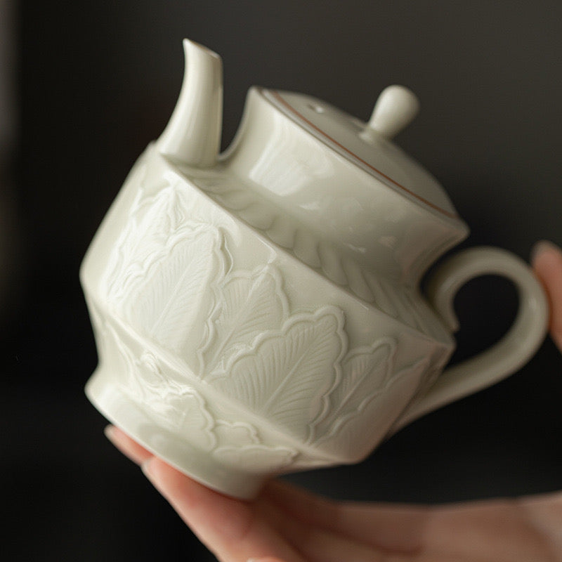 Embossed Pattern Teapot Close up