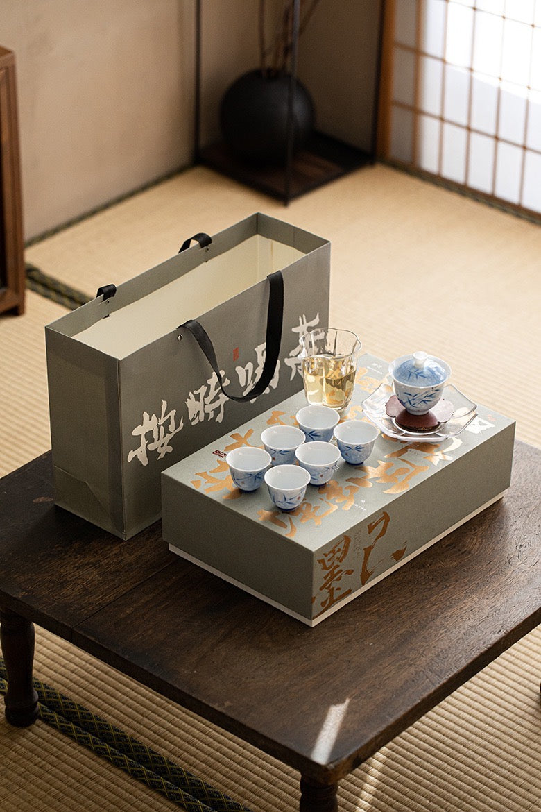 Bamboo design Gaiwan Tea Set with box