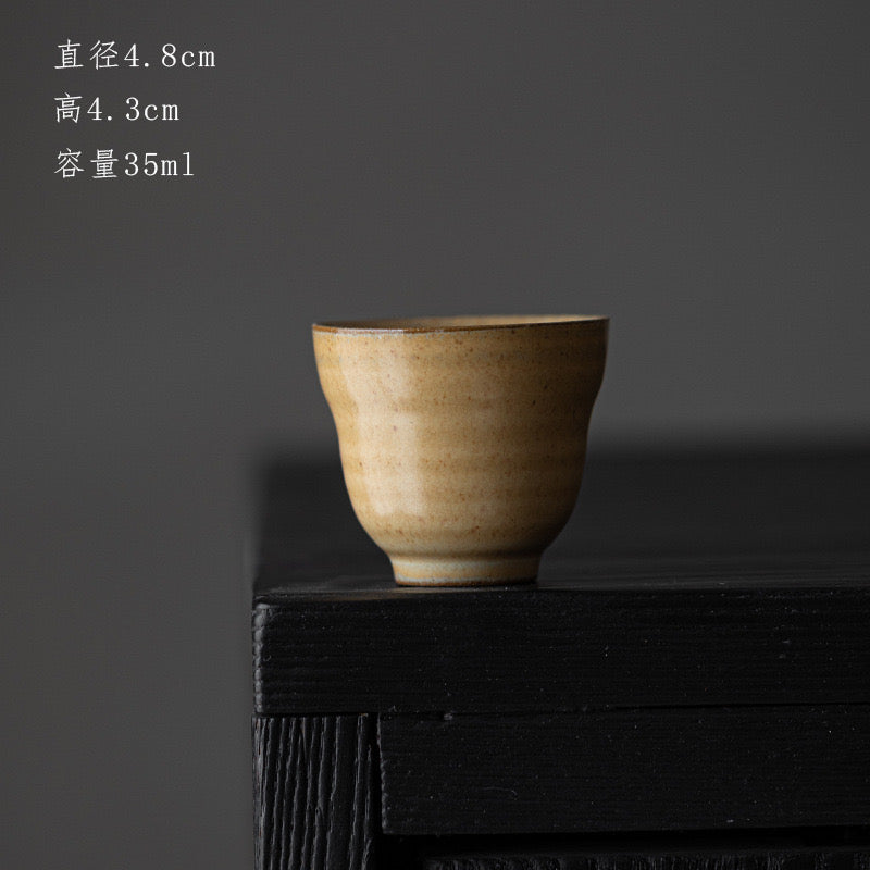 Handmade Yellow Porcelain Embossed Tea Cup 50ml