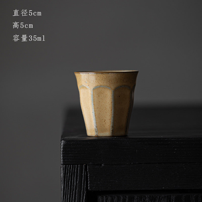 Handmade Yellow Porcelain Embossed Tea Cup 50ml