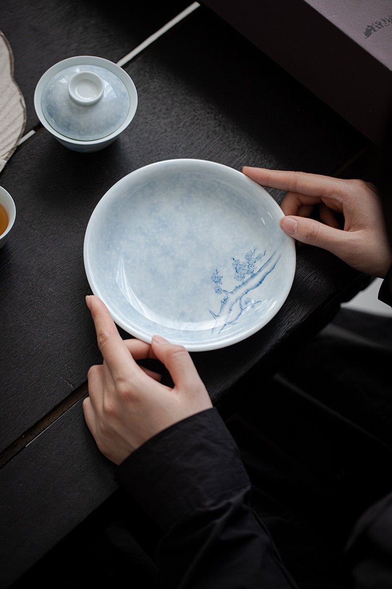Under-glazed colourful hand-painted pine tea set
