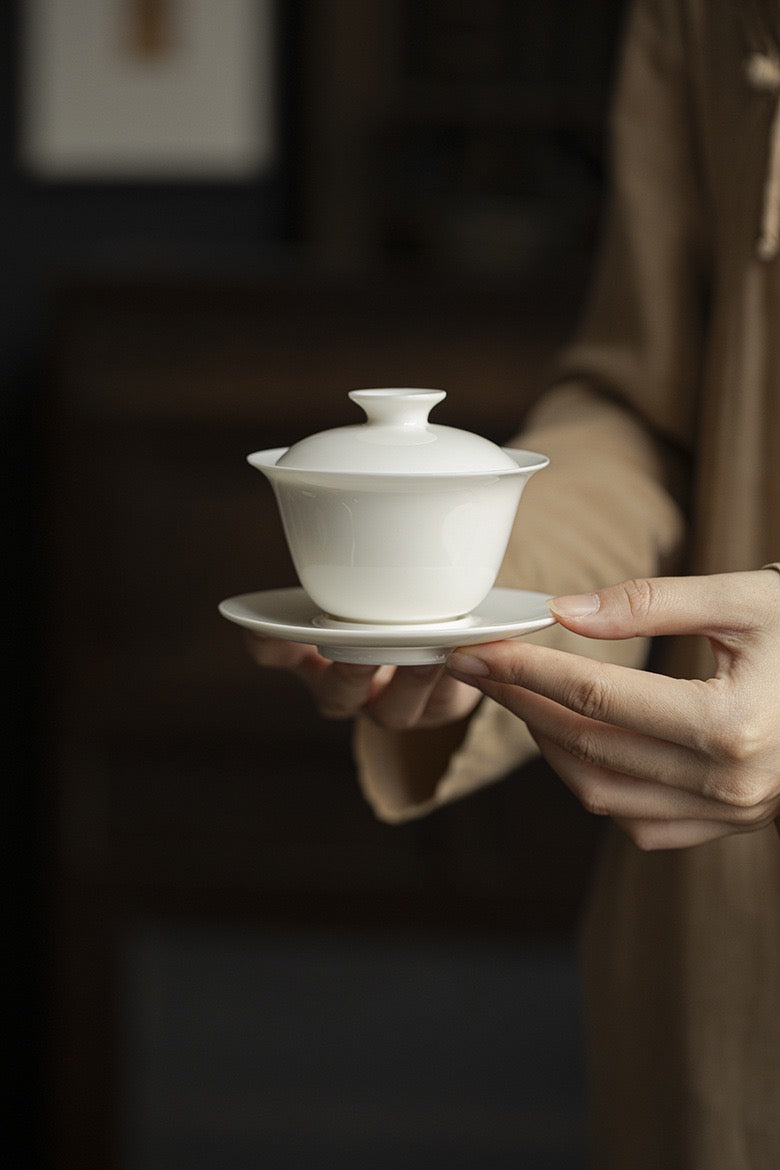 White Tea Bowl in hand