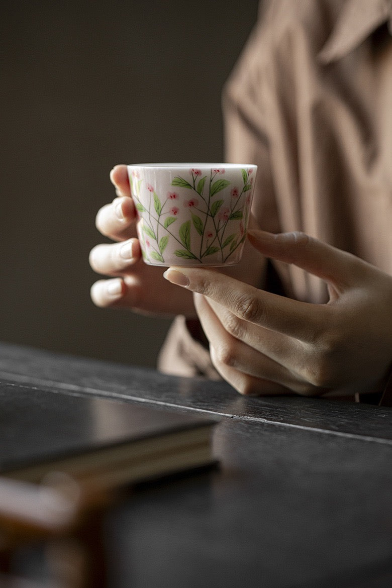 Cangyan red glaze under-colour hand-painted tea set