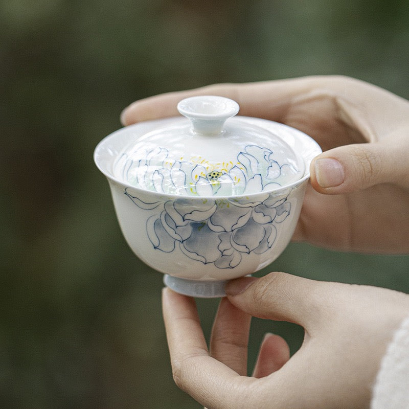 Glazed Lotus Household Covered Bowl Gaiwan130ml