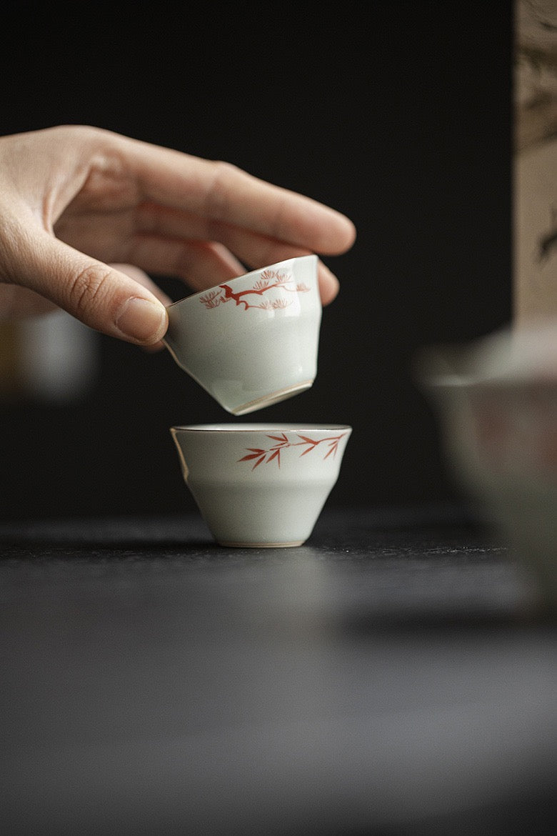 Gift tea set, casual gift, whole set of hand-painted glazed tea set