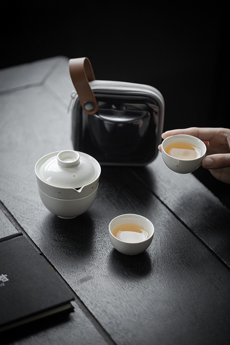 Handmade Daisy Travel Tea Set Portable Teaset