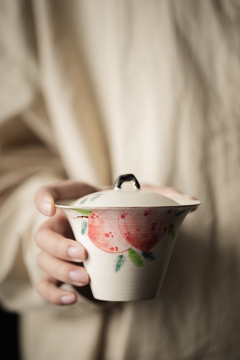 Hand Painting Peach Design Ceramic Tea Set