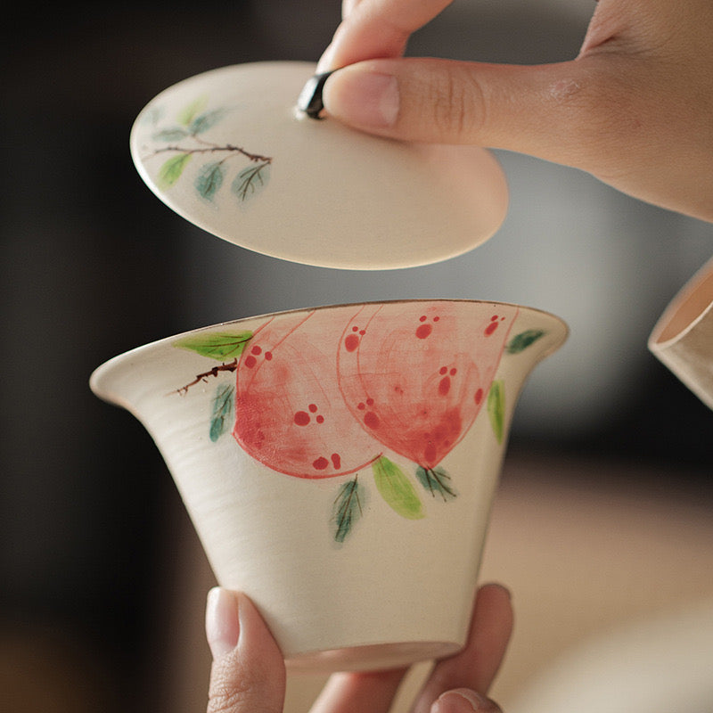 Hand Painting Peach Design Ceramic Tea Set