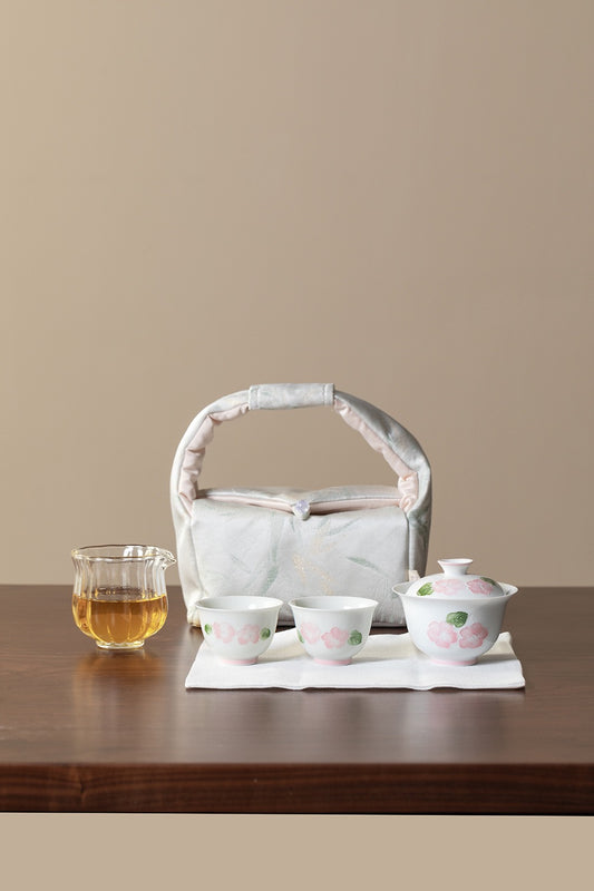 Arita-yaki hand-painted stamen lid bowl tea cup portable tea set