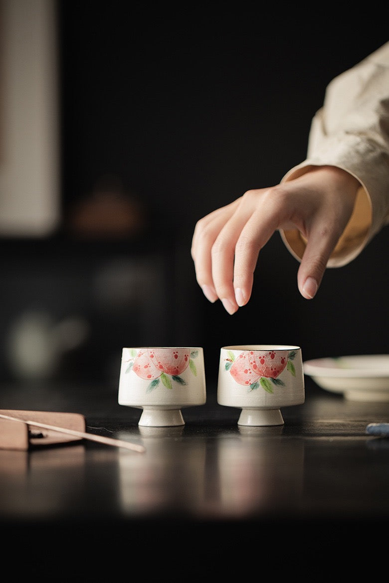 Hand Painting Peach Design Ceramic Tea Set