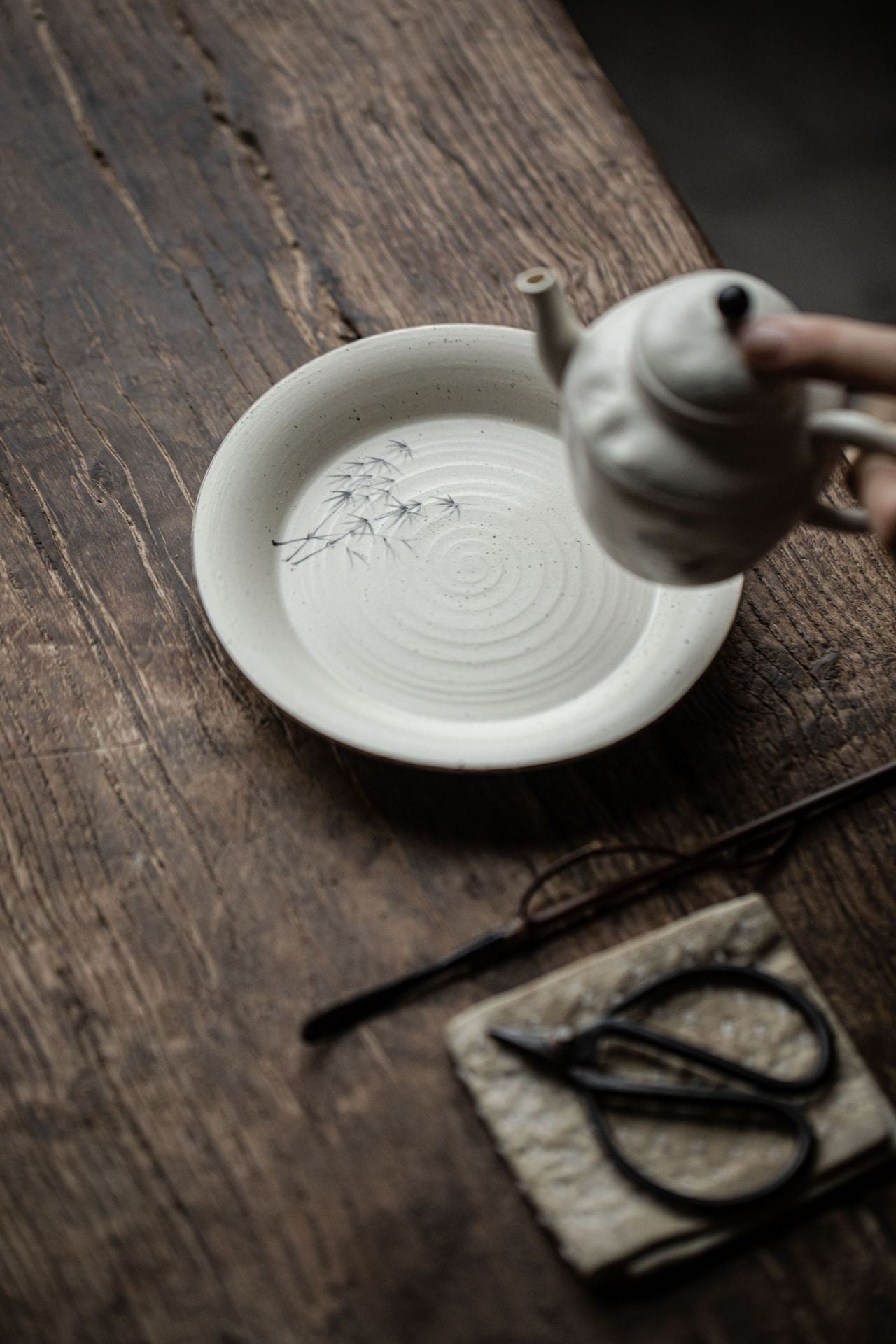 Hand Painted Bamboo Design Ceramic Tea Set