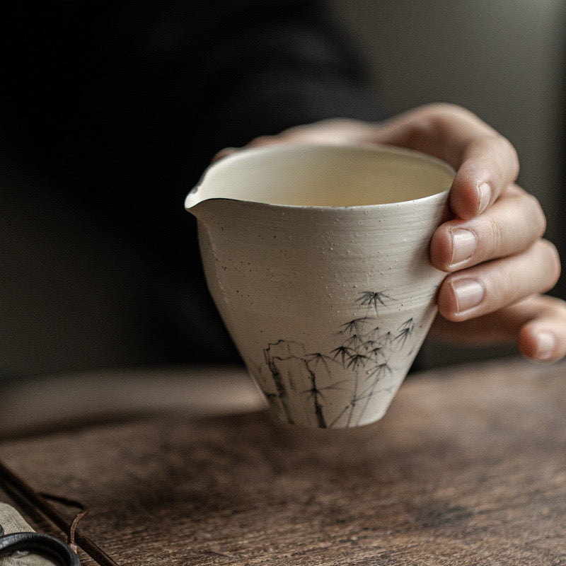 Hand Painted Bamboo Design Ceramic Tea Set