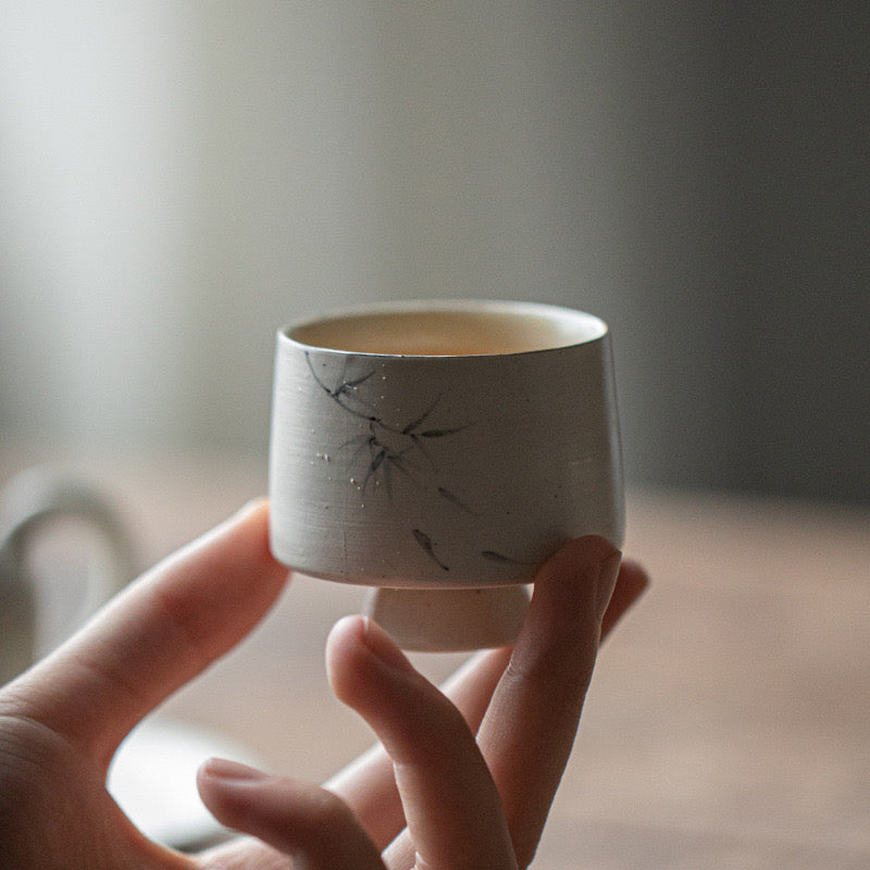 Hand Painted Bamboo Design Ceramic Tea Set