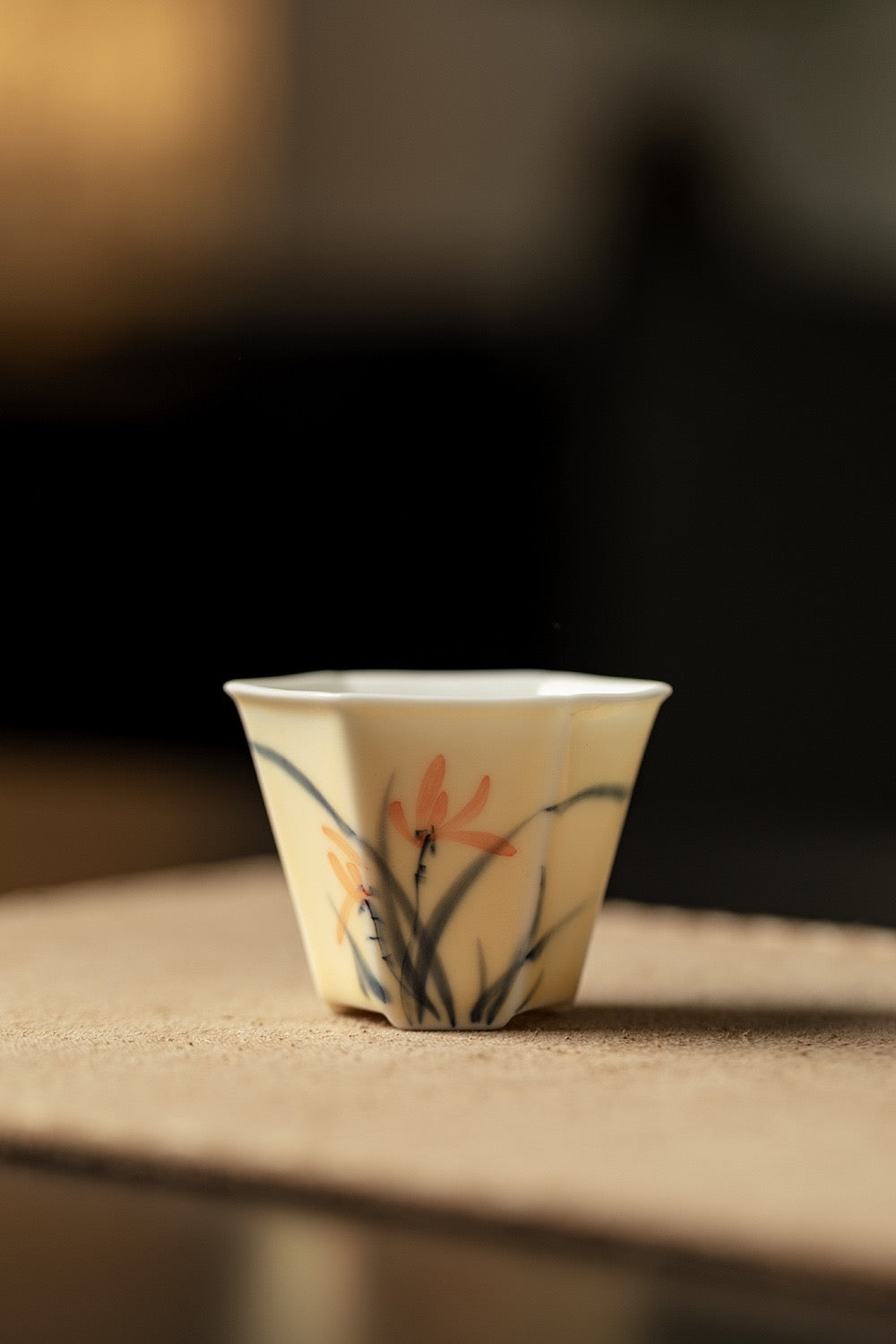 Hand-painted  Plum, Orchid, Bamboo, Chrysanthemum cover bowl with 2 teacups