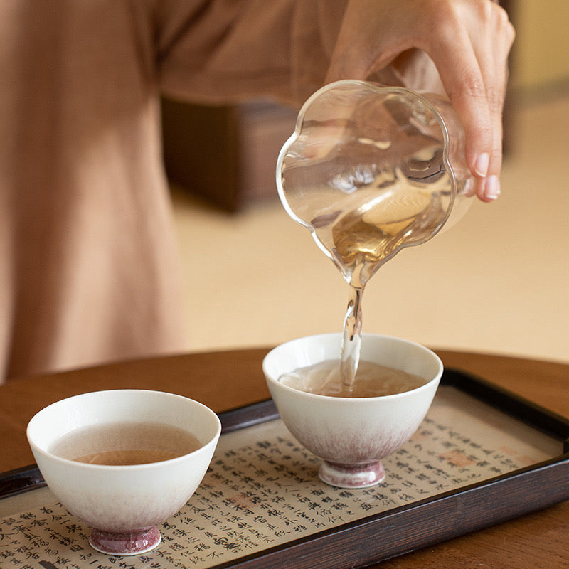 Red Glazed Handmade Tea Cup with tea