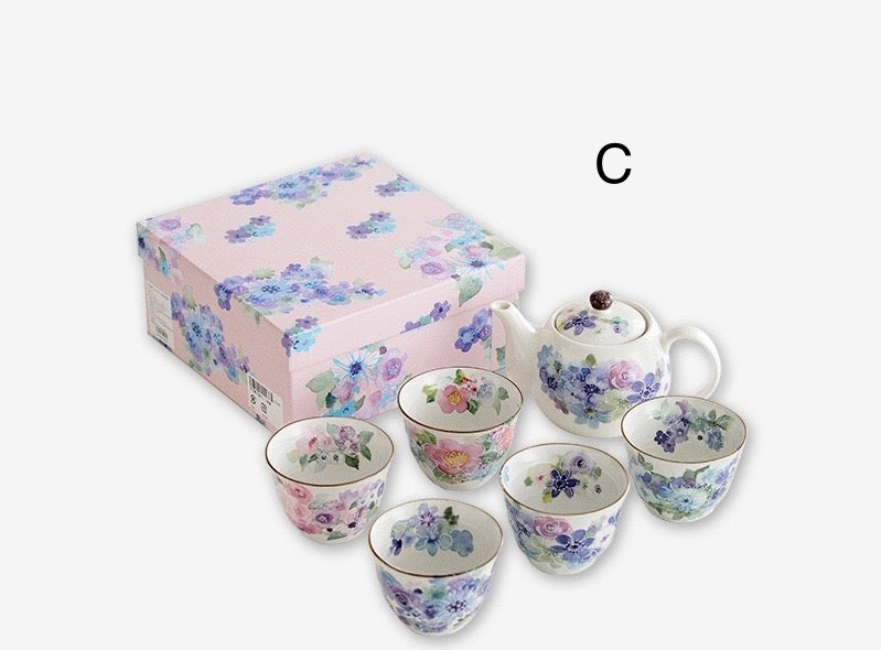 Japanese imported ceramic teapot, 5 cups of tea set home gift box