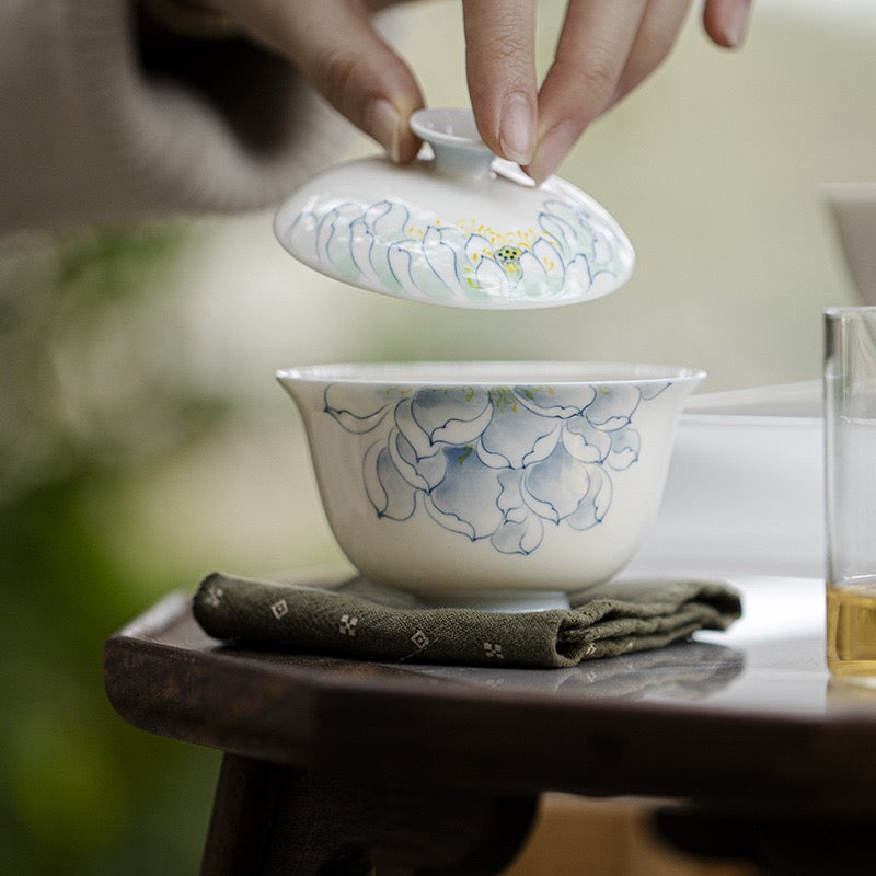Glazed Lotus Household Covered Bowl Gaiwan130ml
