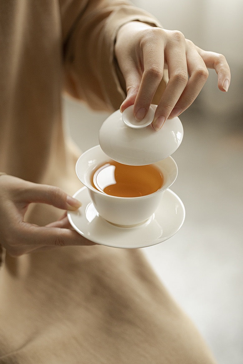 White Tea Bowl with tea soup