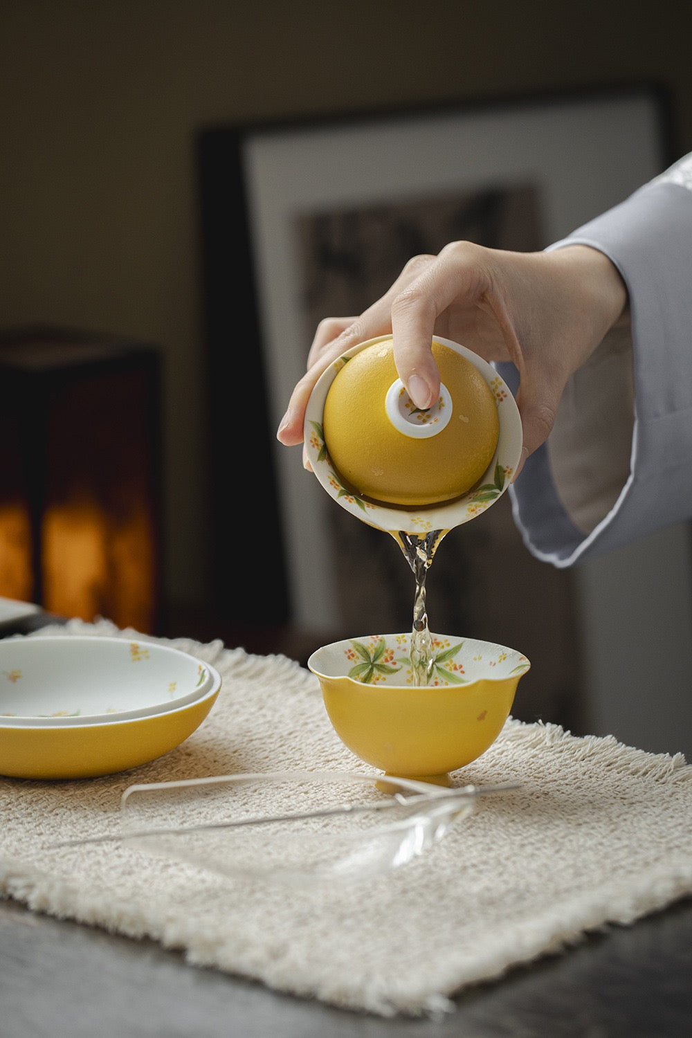 Hand painted osmanthus Gaiwan Tea Set Gift set
