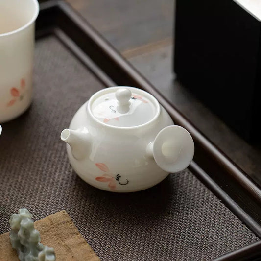 Hand painted orchid teapot 120ml with 2 teacups without teacup holders