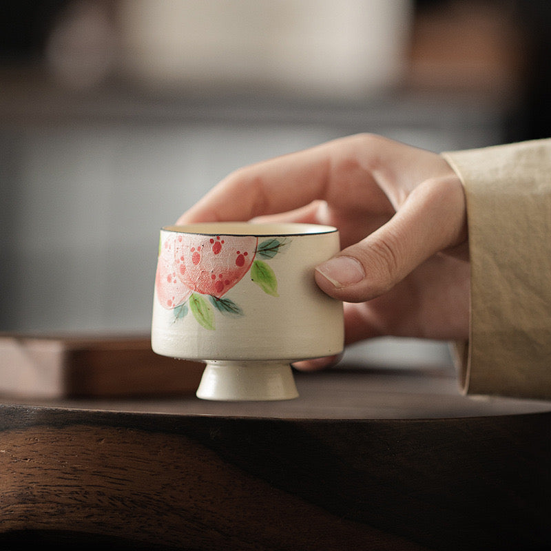 Hand Painting Peach Design Ceramic Tea Set