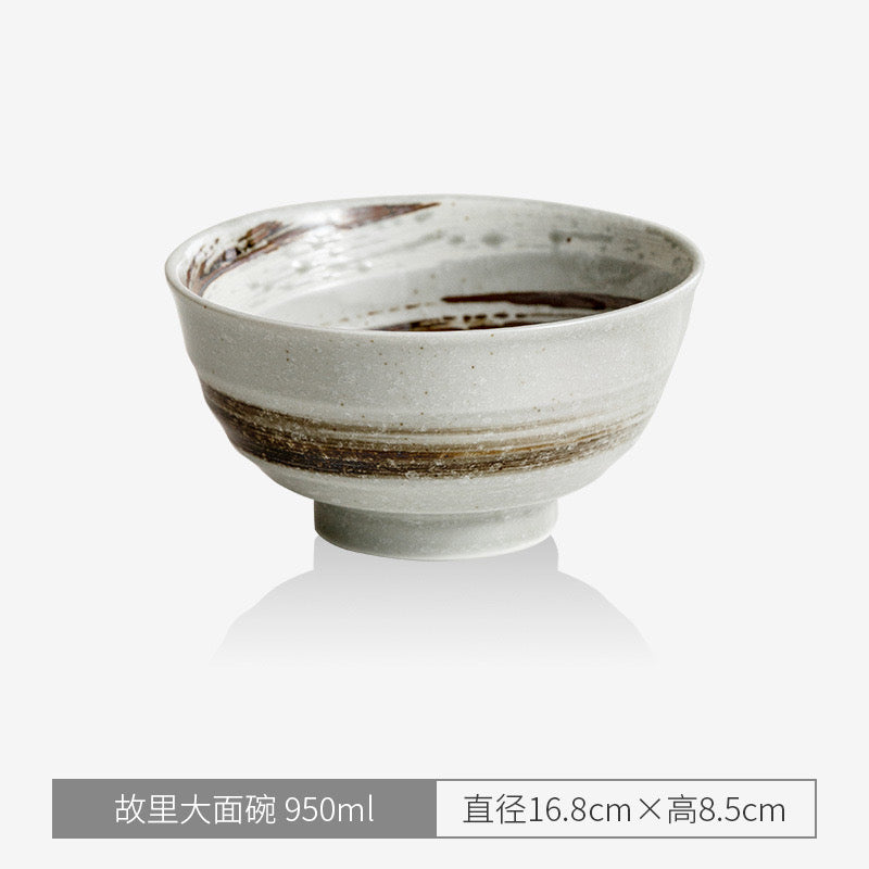 Japanese imported Minoyaki rice bowl Japanese handmade household ceramic large capacity
Quantity of ramen, soup bowl 950ml. Dia 16.8*8.5cm