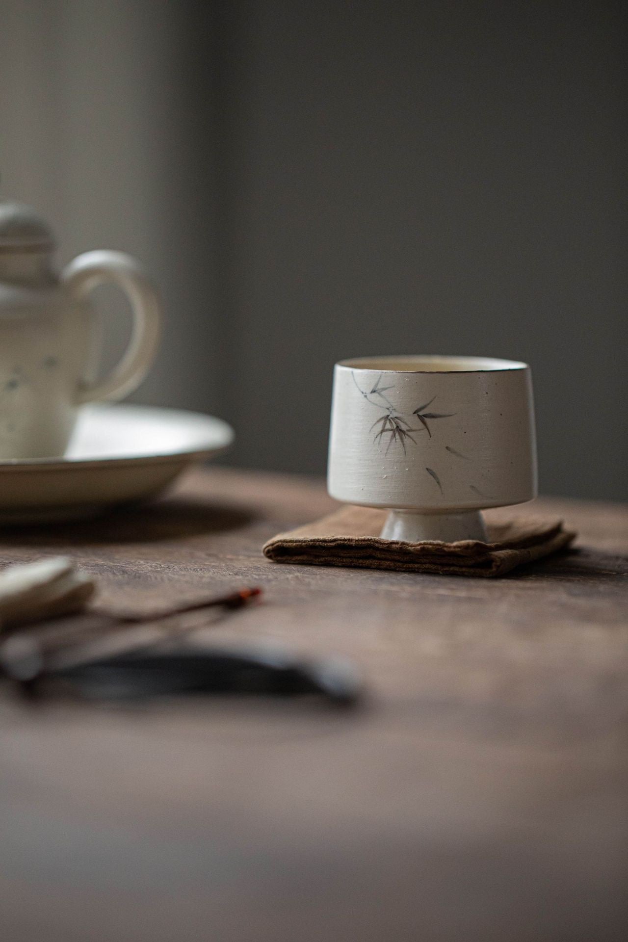 Hand Painted Bamboo Design Ceramic Tea Set