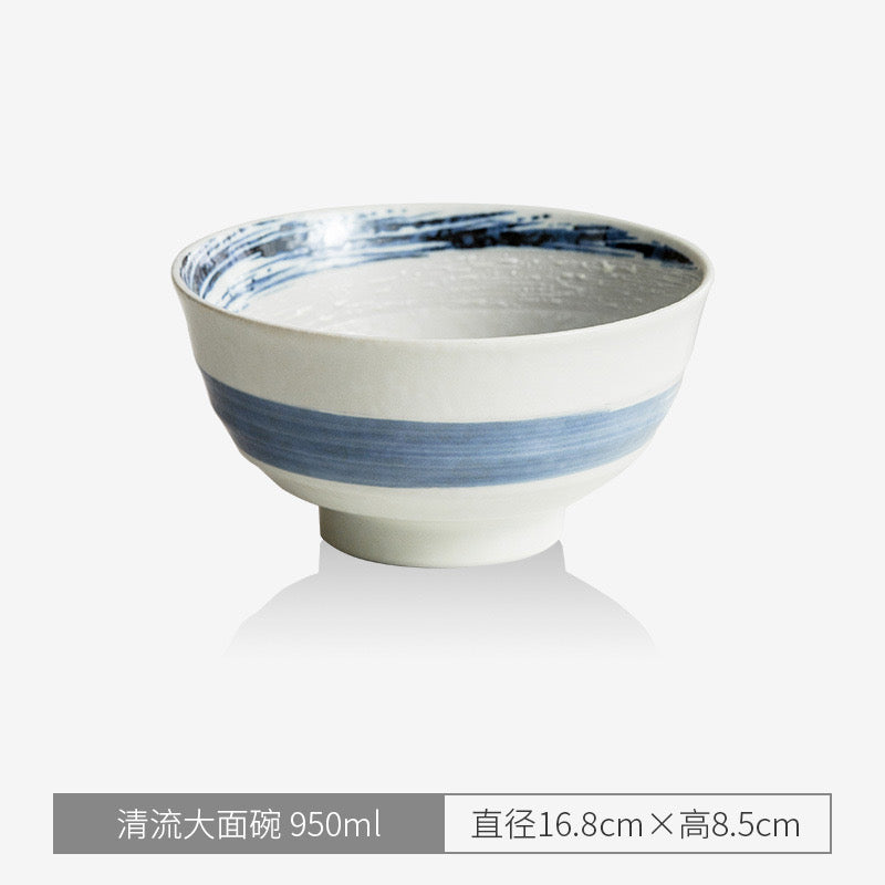 Japanese imported Minoyaki rice bowl Japanese handmade household ceramic large capacity
Quantity of ramen, soup bowl 950ml. Dia 16.8*8.5cm