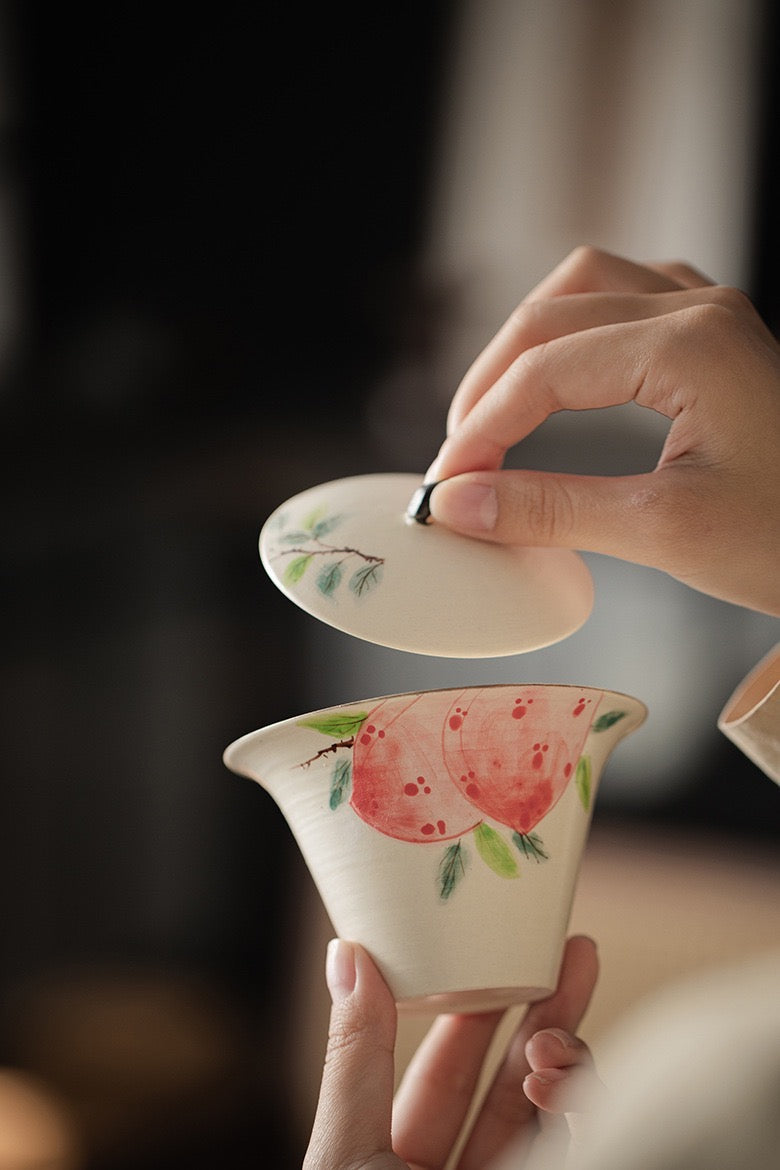 Hand Painting Peach Design Ceramic Tea Set