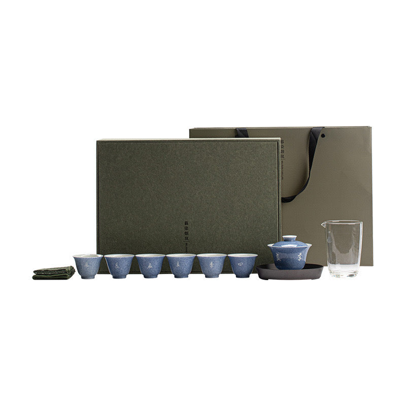 Handmade Blue Glaze Ceramic Tea Set