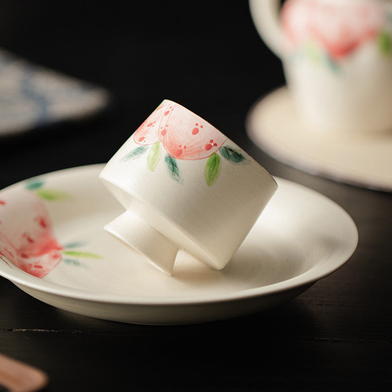 Hand Painting Peach Design Ceramic Tea Set