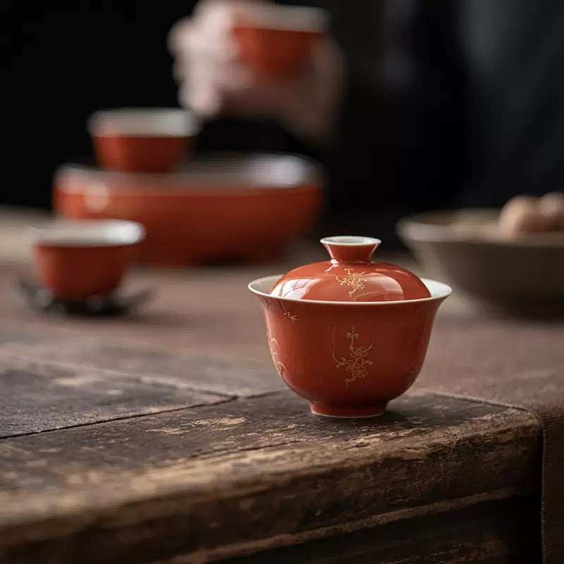 Red Tea Bowl Front View