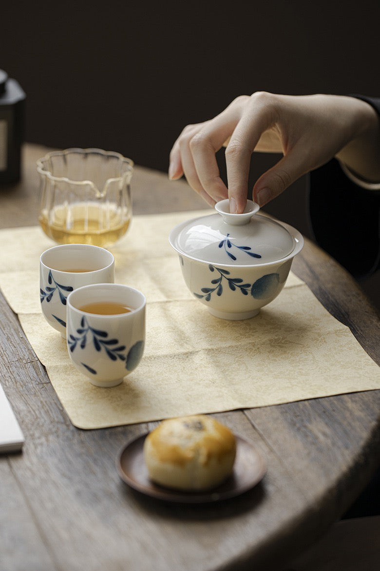 Flower hand-painted hydrangea tea set portable tea bag tea set travel set