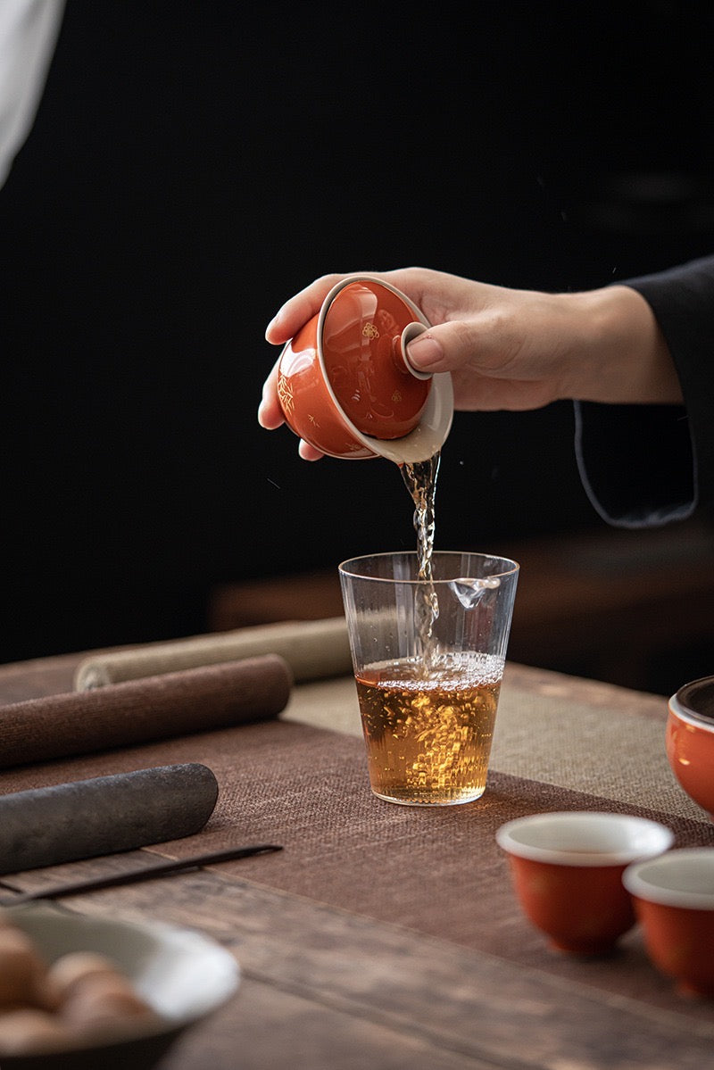 Red Tea Bowl with tea