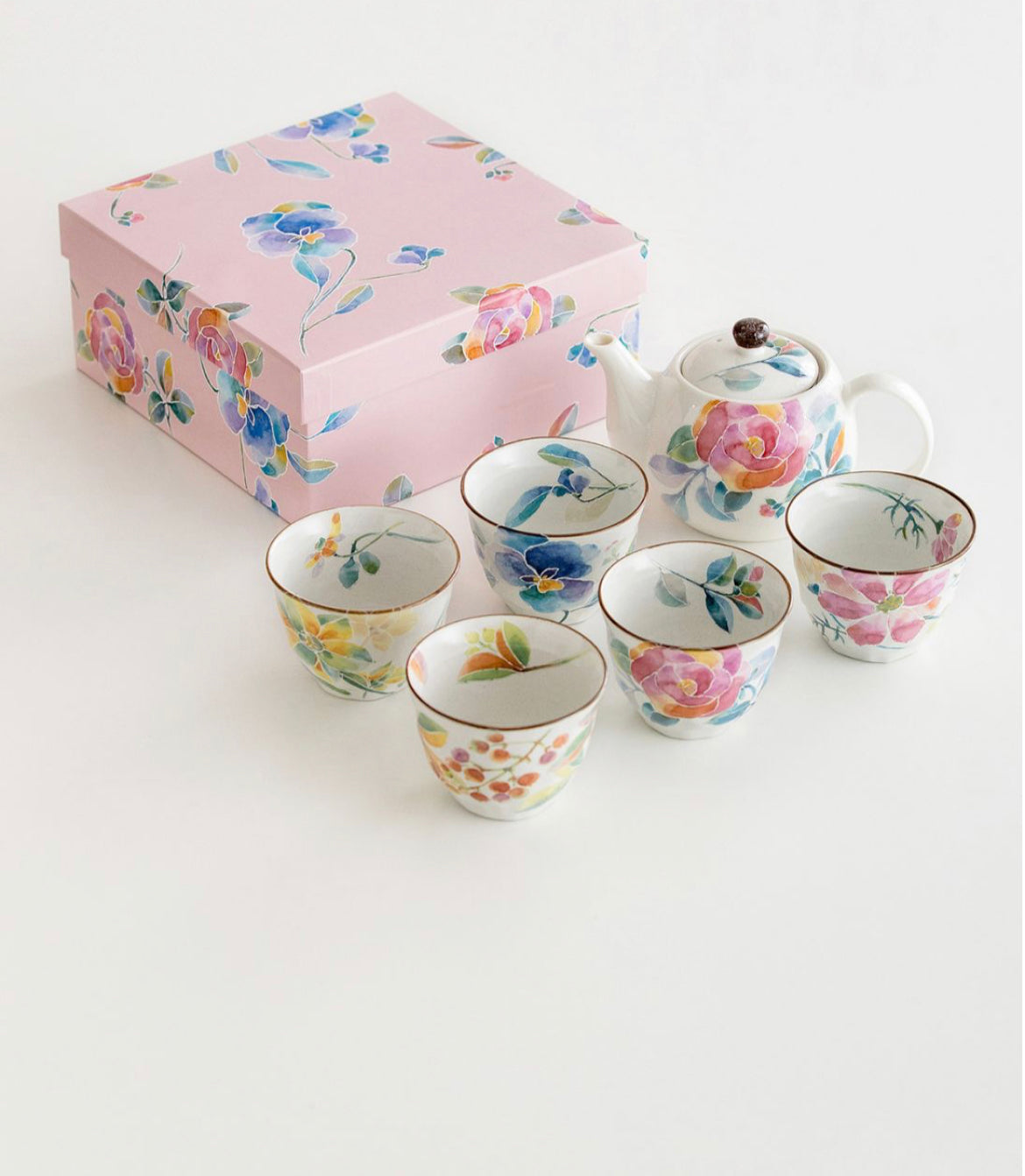 Japanese imported ceramic teapot, 5 cups of tea set home gift box