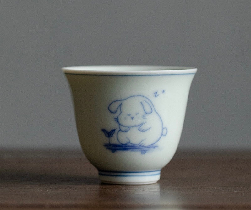 Handmade and Painted Rabbits Tea Cup 60ml