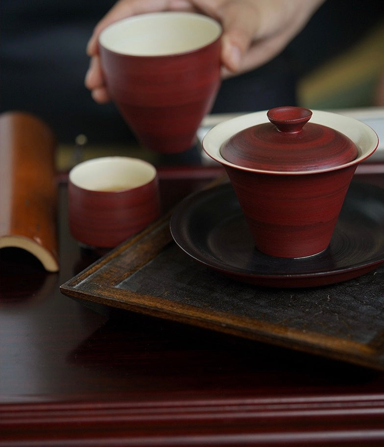 Handmade Maybush Red Ceramic Tea Set 150ml