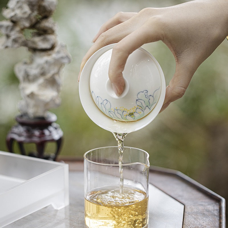 Glazed Lotus Household Covered Bowl Gaiwan130ml