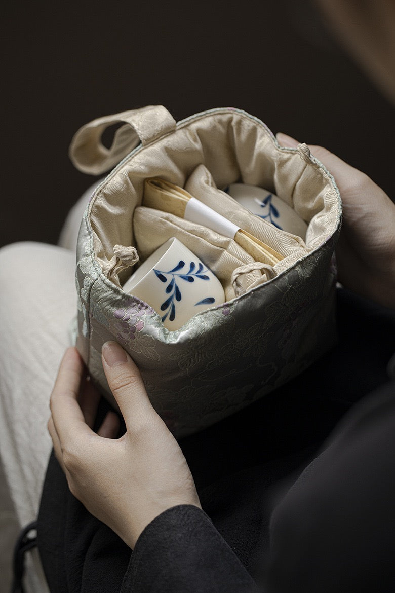 Flower hand-painted hydrangea tea set portable tea bag tea set travel set