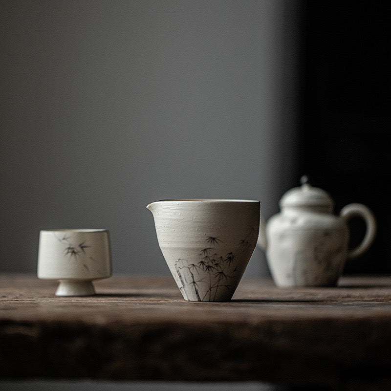 Hand Painted Bamboo Design Ceramic Tea Set