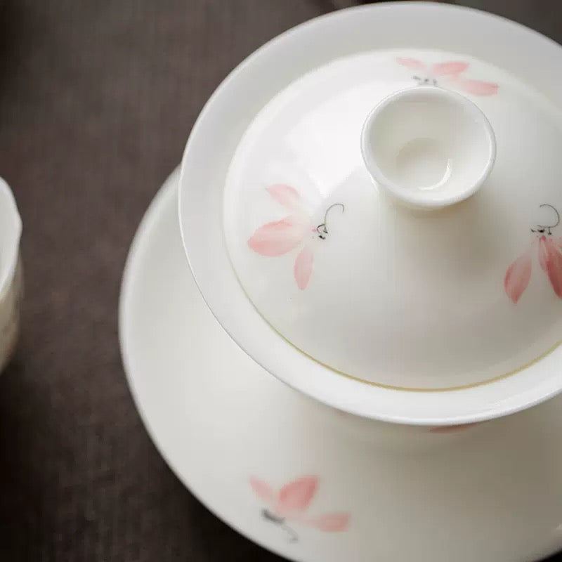 Hand painted orchid Gaiwan 120ml with 4 teacups