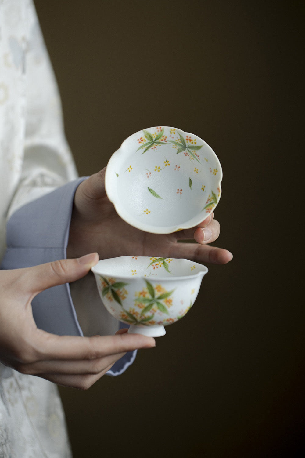 Hand painted osmanthus Gaiwan Tea Set Gift set