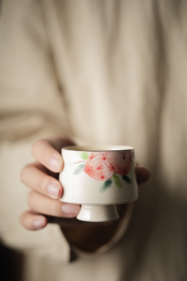 Hand Painting Peach Design Ceramic Tea Set