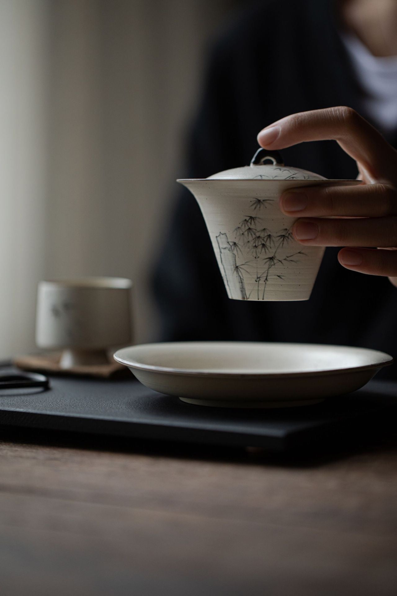 Hand Painted Bamboo Design Ceramic Tea Set