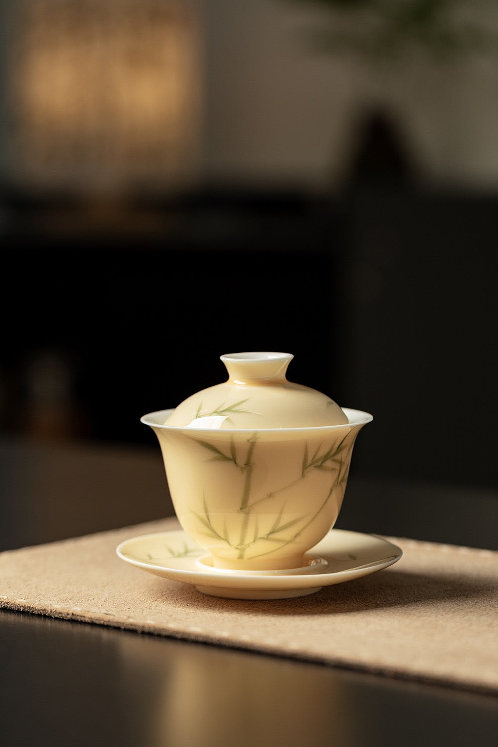 Hand-painted  Plum, Orchid, Bamboo, Chrysanthemum cover bowl with 2 teacups